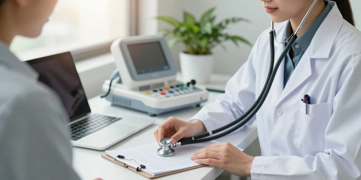 Littmann stethoscope worn by a healthcare professional in a modern clinical setting