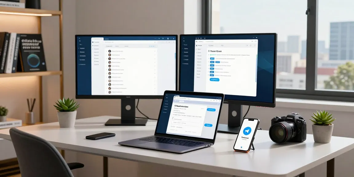 Engaging with the Telegram Web Version in a modern tech workspace.