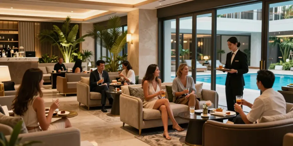 Exclusive VIP lounge at ROKOK88 showcasing comfort and luxury.