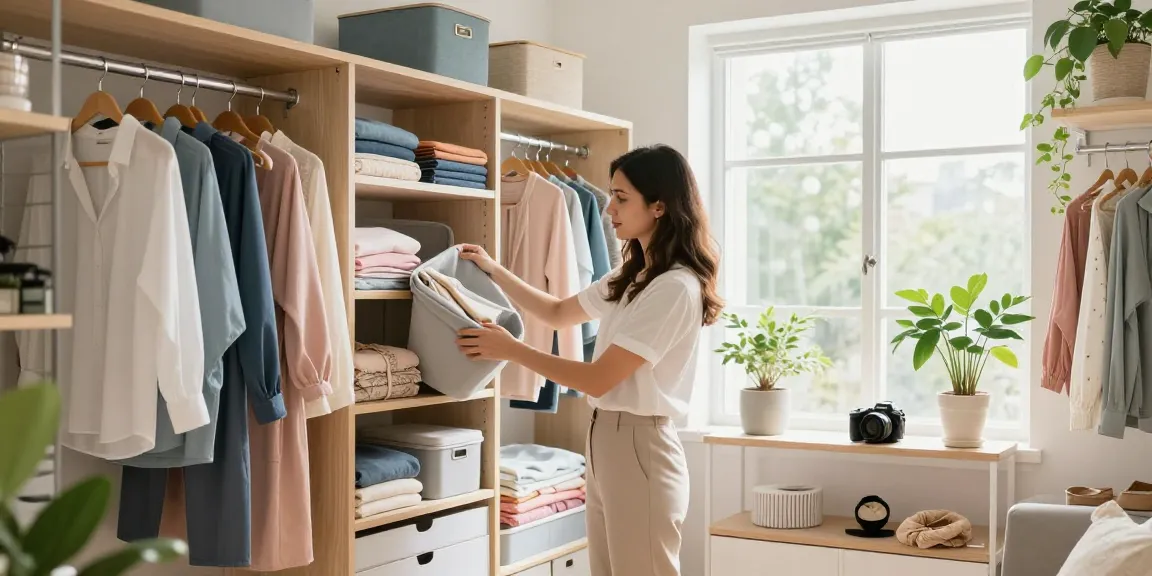 Closet organizing Ottawa with a professional demonstrating tailored storage solutions.