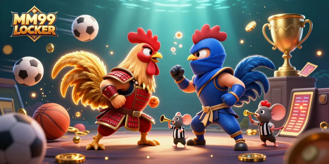Engage with thrilling MM99 LOCKER action featuring fighting roosters and dynamic sports elements.